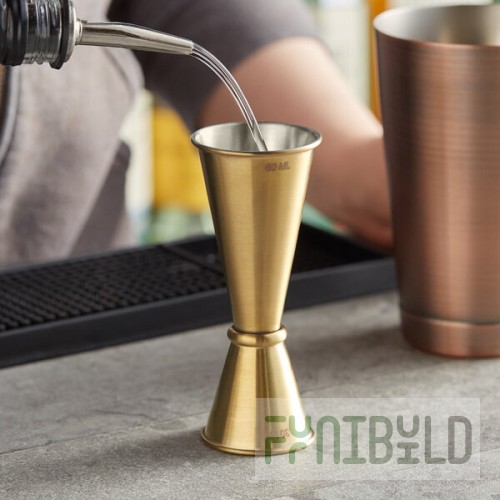 American Metalcraft JGG5 1 oz. & 2 oz. Gold Brushed Stainless Steel Japanese Style Jigger