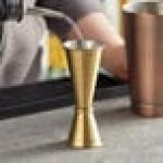 American Metalcraft JGG5 1 oz. & 2 oz. Gold Brushed Stainless Steel Japanese Style Jigger
