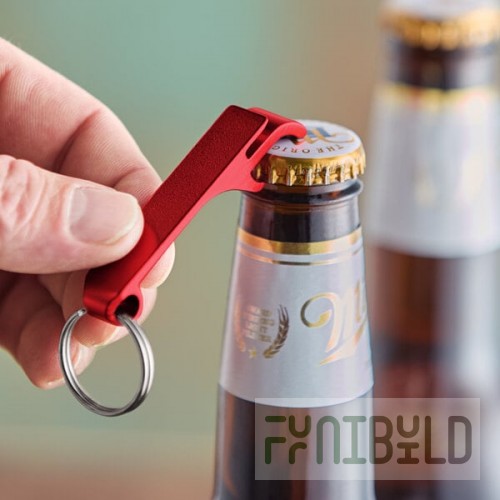 Franmara Red Aluminum Bottle Opener with Key Ring 7031-20
