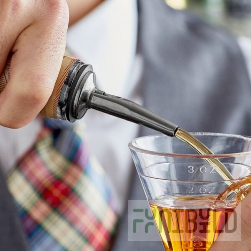 Acopa Black Liquor Pourer with Tapered Speed Jet - 12/Pack