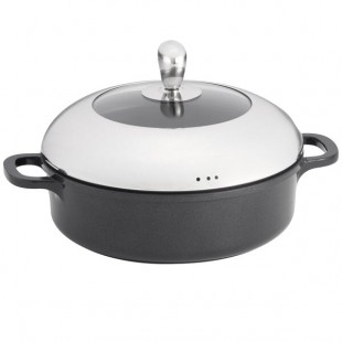 TableCraft CWDC1050 CaterWare 3 Qt. Round Die-Cast Induction Ready Sauce Pan / Casserole with Lid - 10