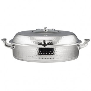 Bon Chef 60032HFSHL Cucina 9 Qt. Stainless Steel Induction Hammered Brazier Pan with Slow Down Hinged Glass Cover Bon Chef 60032HFSHL Cucina 9 Qt. Stainless Steel Induction Hammered Brazier Pan with Slow Down Hinged Glass Cover