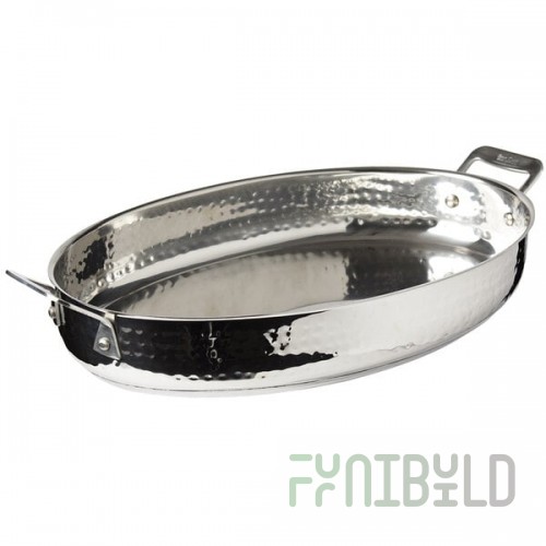 Bon Chef 60018HF Cucina 4 Qt. Hammered Finish Stainless Steel Oval Au Gratin