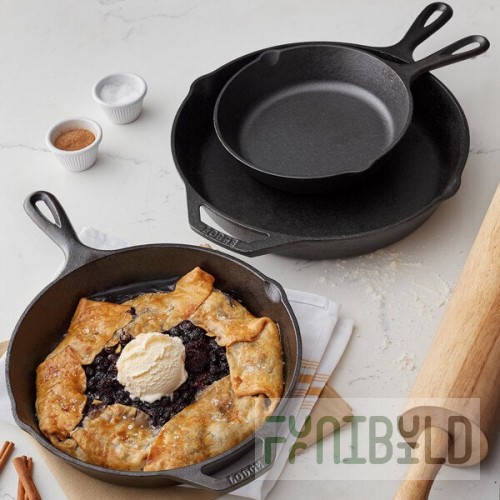 Lodge 3-Piece Pre-Seasoned Cast Iron Skillet Set - Includes 8