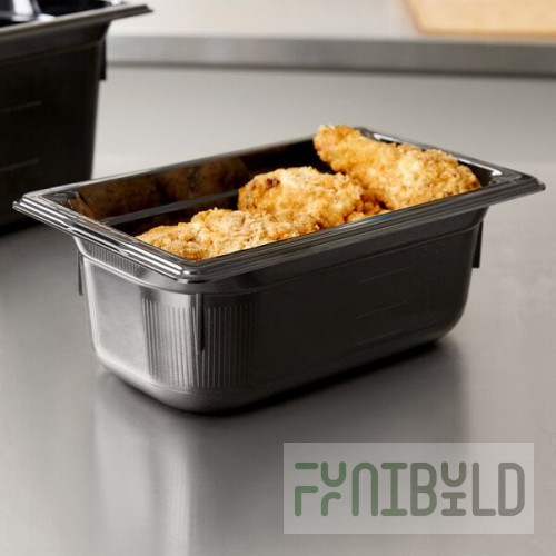 Vollrath 9044420 Super Pan® 1/4 Size Black High Heat Plastic Food Pan - 4