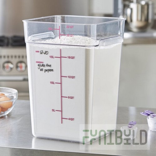 Carlisle 22 Qt. Allergen-Free Clear Square Polycarbonate Food Storage Container