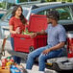 CaterGator CG45REDW Red 45 Qt. Mobile Rotomolded Outdoor Cooler / Ice Chest
