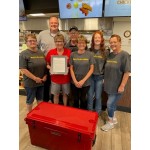 CaterGator CG45REDW Red 45 Qt. Mobile Rotomolded Outdoor Cooler / Ice Chest