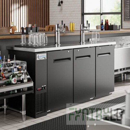 Avantco UDD-72-HC (2) Triple Tap Shallow Depth Kegerator Beer Dispenser - Black, (3) 1/2 Keg Capacity