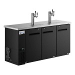 Avantco UDD-72-HC (2) Triple Tap Shallow Depth Kegerator Beer Dispenser - Black, (3) 1/2 Keg Capacity