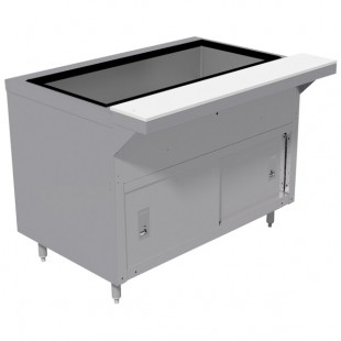 Advance Tabco HDCPU-4-DR Stainless Steel Heavy-Duty Ice-Cooled Table with Enclosed Base and Sliding Doors