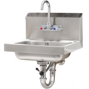 Advance Tabco 7-PS-50 Hand Sink with Splash Mount Faucet and Lever Operated Drain - 17 1/4
