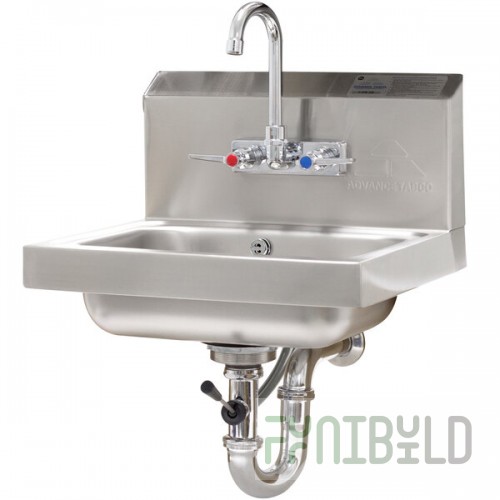 Advance Tabco 7-PS-50 Hand Sink with Splash Mount Faucet and Lever Operated Drain - 17 1/4