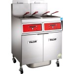 Vulcan 2VK85DF-2 PowerFry5 Liquid Propane 170-180 lb. 2 Unit Floor Fryer System with Digital Controls and KleenScreen Filtration - 180,000 BTU