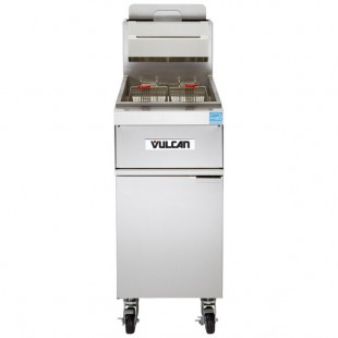 Vulcan 1TR65A-1 PowerFry3 Natural Gas 65-70 lb. Floor Fryer with Solid State Analog Controls - 80,000 BTU Vulcan 1TR65A-1 PowerFry3 Natural Gas 65-70 lb. Floor Fryer with Solid State Analog Controls - 80,000 BTU
