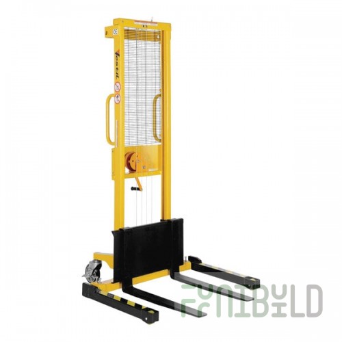 Vestil 770 lb. Steel Manual Winch Fork Stacker with Adjustable Forks and Straddle Legs and 59