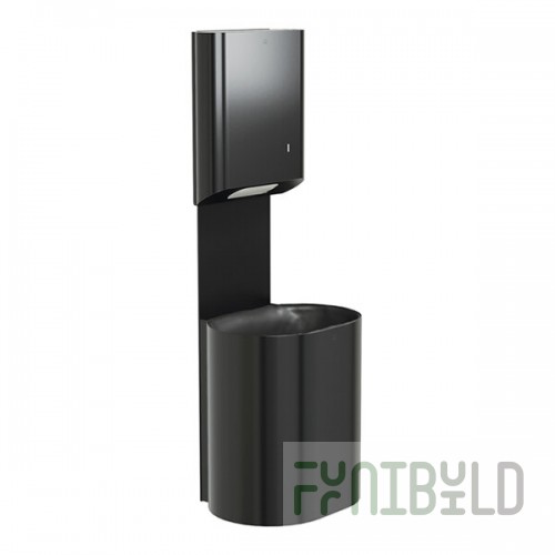 Bradley Elvari 2B5-113600 Surface-Mounted Black Stainless Steel C-Fold / Multifold Paper Towel Dispenser with 18 Gallon Waste Receptacle