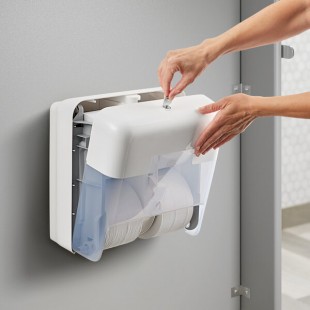 Tork OptiServe 473620 Coreless White Four Roll Toilet Tissue Dispenser T7 / T5 Tork OptiServe 473620 Coreless White Four Roll Toilet Tissue Dispenser T7 / T5