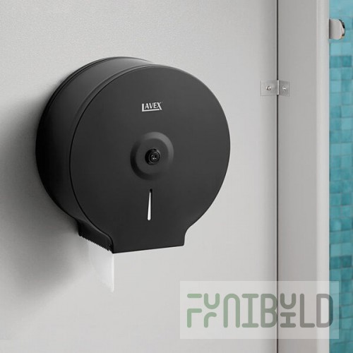 Lavex Matte Black Stainless Steel Surface-Mounted Jumbo Single-Roll Toilet Tissue Dispenser
