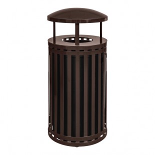 Ex-Cell Kaiser SCTP-40 D ND COF Streetscape Coffee Gloss 45 Gallon Round Outdoor Trash Can with Canopy