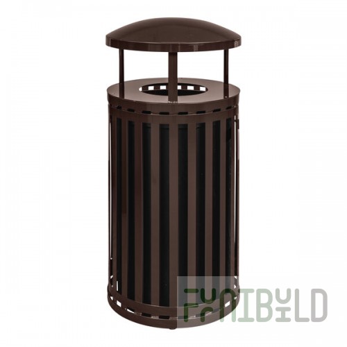 Ex-Cell Kaiser SCTP-40 D ND COF Streetscape Coffee Gloss 45 Gallon Round Outdoor Trash Can with Canopy