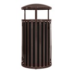 Ex-Cell Kaiser SCTP-40 D ND COF Streetscape Coffee Gloss 45 Gallon Round Outdoor Trash Can with Canopy