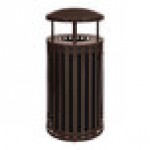 Ex-Cell Kaiser SCTP-40 D ND COF Streetscape Coffee Gloss 45 Gallon Round Outdoor Trash Can with Canopy