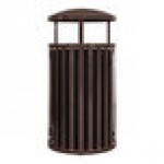 Ex-Cell Kaiser SCTP-40 D ND COF Streetscape Coffee Gloss 45 Gallon Round Outdoor Trash Can with Canopy