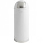Lancaster Table & Seating 15 Gallon White Powder-Coated Metal Round Decorative Trash Can with Push Door Lid