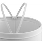 Lancaster Table & Seating 15 Gallon White Powder-Coated Metal Round Decorative Trash Can with Push Door Lid