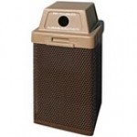 Wausau Tile MF3054 35 Gallon Steel Square Outdoor Trash Can with Plastic 4-Way Lid and Snuffer Pan