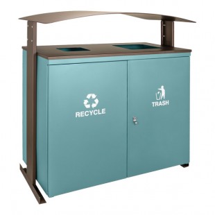 Ex-Cell Kaiser RGU-3645 MAL/BRZX Ellipse Collection Malachite 90 Gallon Rectangular Two-Stream Trash Can with Canopy