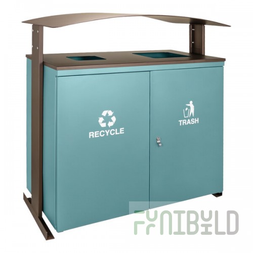 Ex-Cell Kaiser RGU-3645 MAL/BRZX Ellipse Collection Malachite 90 Gallon Rectangular Two-Stream Trash Can with Canopy