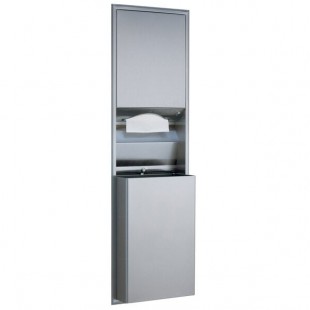 Bobrick B-3942 ClassicSeries Semi-Recessed Convertible Rectangular Paper Towel Dispenser / Trash Can Bobrick B-3942 ClassicSeries Semi-Recessed Convertible Rectangular Paper Towel Dispenser / Trash Can