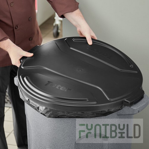 Toter RND44-L0200 Black Lid for 44 Gallon Round Trash Cans