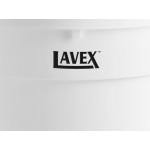Lavex 32 Gallon White Round Commercial Trash Can with Lid and Dolly