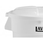 Lavex 32 Gallon White Round Commercial Trash Can with Lid and Dolly