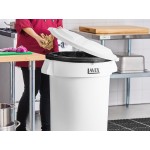 Lavex 32 Gallon White Round Commercial Trash Can with Lid and Dolly