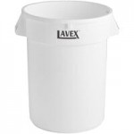 Lavex 32 Gallon White Round Commercial Trash Can with Lid and Dolly