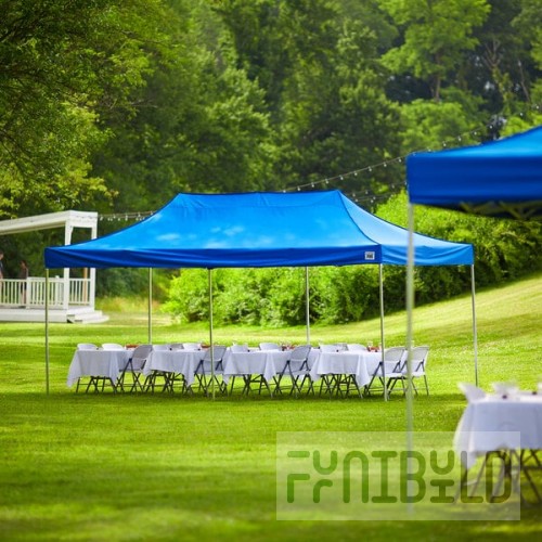 Backyard Pro Courtyard Series 10' x 20' Blue Straight Leg Heavy-Duty Aluminum Instant Pop-Up Canopy Tent