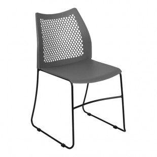 Flash Furniture Hercules Gray Ventilated Contoured Stacking Chair with Black Sled Base Flash Furniture Hercules Gray Ventilated Contoured Stacking Chair with Black Sled Base