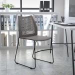 Flash Furniture Hercules Gray Ventilated Contoured Stacking Chair with Black Sled Base Flash Furniture Hercules Gray Ventilated Contoured Stacking Chair with Black Sled Base