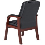Boss B8999-C Black Mid Back Guest Chair with Cherry Wood Finish