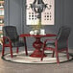 Boss B8999-C Black Mid Back Guest Chair with Cherry Wood Finish