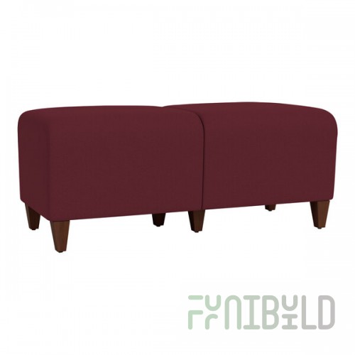 Lesro Ravenna Open House Wine Fabric 2-Seat Bench with Walnut Wood Legs
