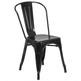 Flash Furniture CH-31230-BK-GG Black Stackable Galvanized Steel Chair with Vertical Slat Back and Drain Hole Seat Flash Furniture CH-31230-BK-GG Black Stackable Galvanized Steel Chair with Vertical Slat Back and Drain Hole Seat