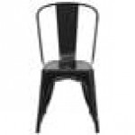 Flash Furniture CH-31230-BK-GG Black Stackable Galvanized Steel Chair with Vertical Slat Back and Drain Hole Seat