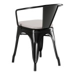 Lancaster Table & Seating Alloy Onyx Black Outdoor Arm Chair with Gray Fabric Magnetic Cushion