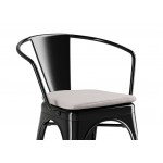 Lancaster Table & Seating Alloy Onyx Black Outdoor Arm Chair with Gray Fabric Magnetic Cushion