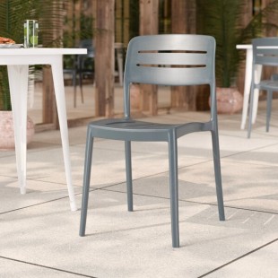 Lancaster Table & Seating Alto Shoreline Slate Slat Back Resin Side Chair Lancaster Table & Seating Alto Shoreline Slate Slat Back Resin Side Chair